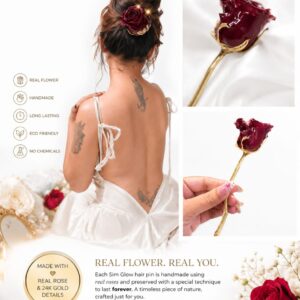 SIM Glow Handmade Real Rose Hair Pin for Women Wedding and Party Hairstyles