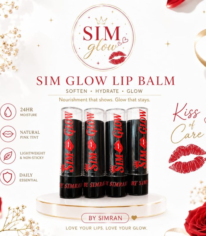 SIM Glow Lip Balm by Simran – 24-Hour Moisture | Natural Pink Tint | 4g
