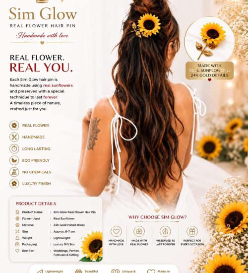 Handmade Real Flower Sunflower Hair Pin